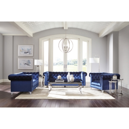 Coaster Bleker 3-piece Tuxedo Arm Living Room Set Blue