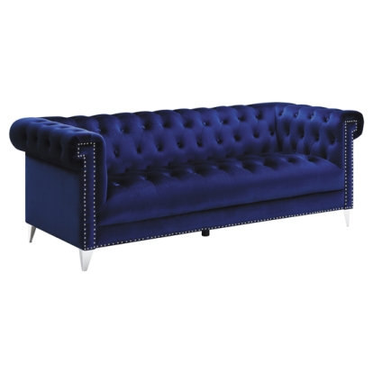 Coaster Bleker Tufted Tuxedo Arm Sofa Blue