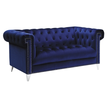 Coaster Bleker Tufted Tuxedo Arm Loveseat Blue