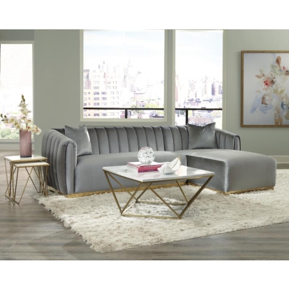 Coaster Grisby 2-piece Channeled Tufted Back Sectional Silver Model 509490