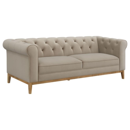 Coaster Sandrine Button Tufted Tuxedo Arms Sofa Camel Model 509741