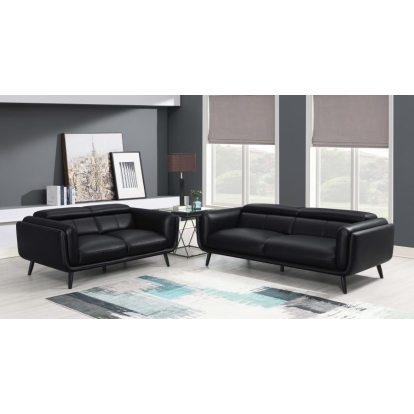Coaster Shania 2-piece Track Arms Living Room Set Black Model 509921-S2