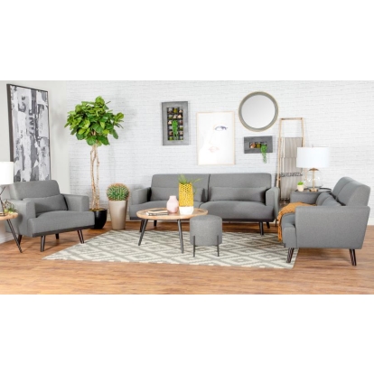 Coaster Blake 3-piece Upholstered Living Room Set with Track Arms Sharkskin and Dark Brown Model 511121-S3