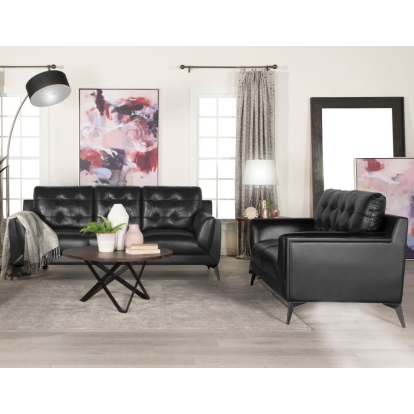 Coaster Moira Upholstered Tufted Living Room Set with Track Arms Black Model 511131-S2