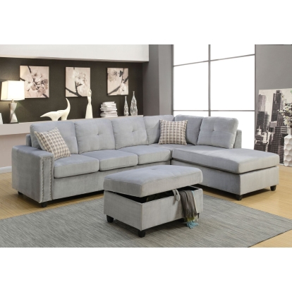 ACME Belville Reversible Sectional Sofa With 2 Pillows Model 52710