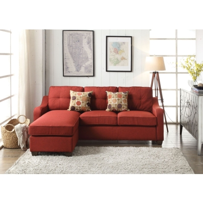 ACME Cleavon II Reversible Sectional Sofa & Ottoman With 2 Pillows Model 53740