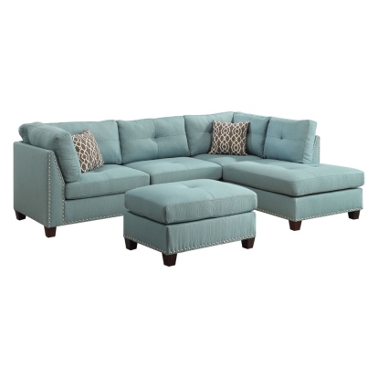 ACME Laurissa Sectional Sofa & Ottoman With 2 Pillows Model 54395