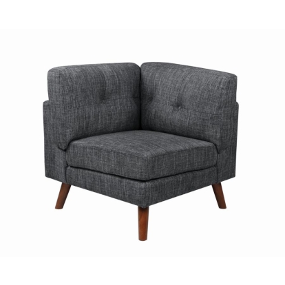 Coaster Churchill Tufted Cushion Back Corner Dark Grey and Walnut Model 551401