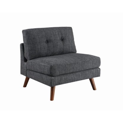 Coaster Churchill Tufted Cushion Back Armless Chair Dark Grey and Walnut Model 551402
