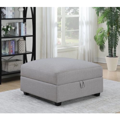Coaster Cambria Upholstered Square Storage Ottoman Grey