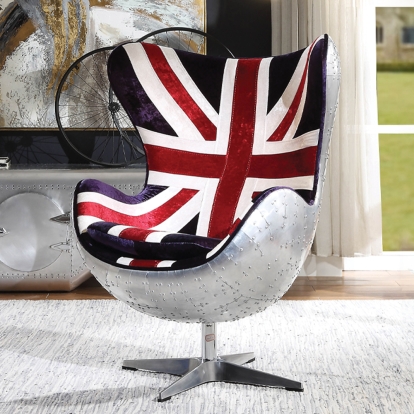 ACME Brancaster British Flag Accent Chair With Swivel Model 59835