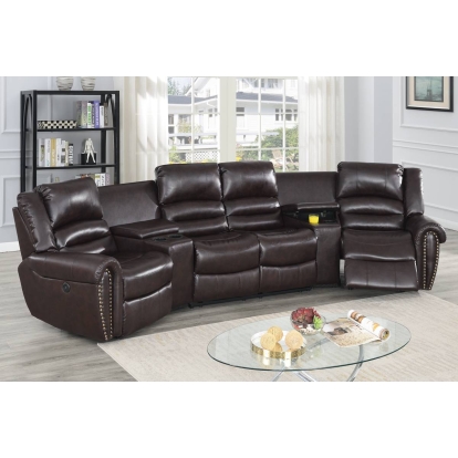 Poundex Power Reclining Theater Sectional Model F86603