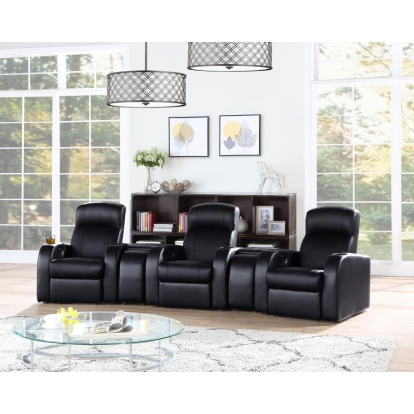 Coaster Cyrus Upholstered Recliner Living Room Set Black Model 600001-S3A