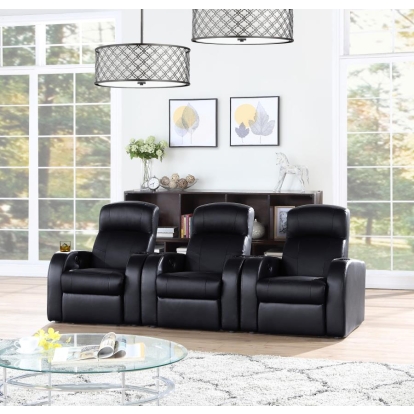 Coaster Cyrus Upholstered Recliner Living Room Set Black Model 600001-S3B