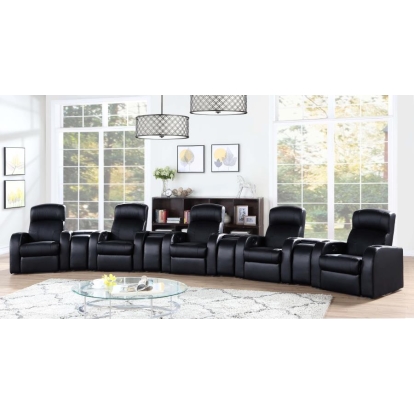 Coaster Cyrus Upholstered Recliner Living Room Set Black Model 600001-S5A