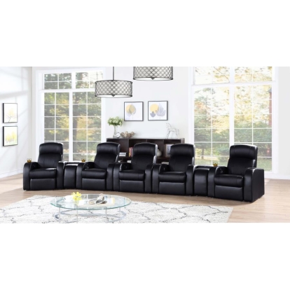 Coaster Cyrus Upholstered Recliner Living Room Set Black Model 600001-S5B