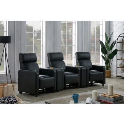 Coaster Toohey Upholstered Tufted Recliner Living Room Set Black Model 600181-S3A