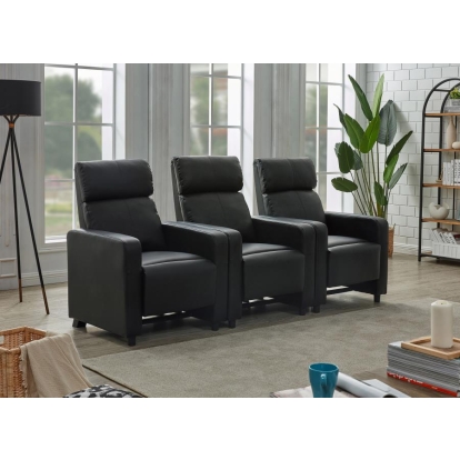 Coaster Toohey Upholstered Tufted Recliner Living Room Set Black Model 600181-S3B