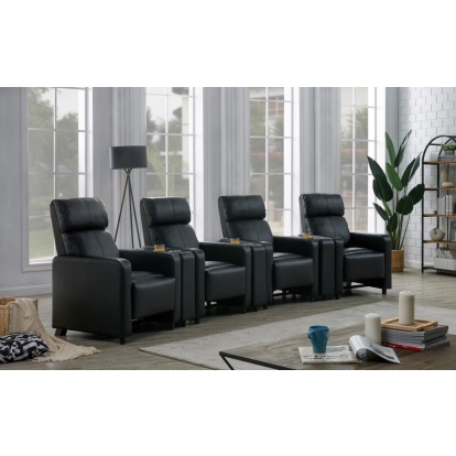 Coaster Toohey Upholstered Tufted Recliner Living Room Set Black Model 600181-S4A