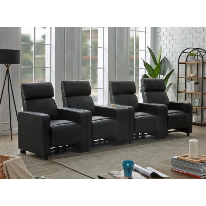 Coaster Toohey Upholstered Tufted Recliner Living Room Set Black Model 600181-S4B