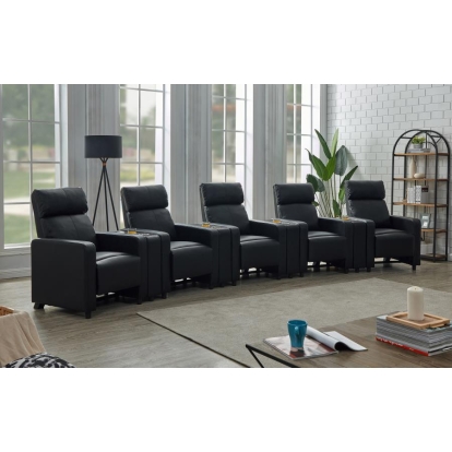 Coaster Toohey Upholstered Tufted Recliner Living Room Set Black Model 600181-S5A
