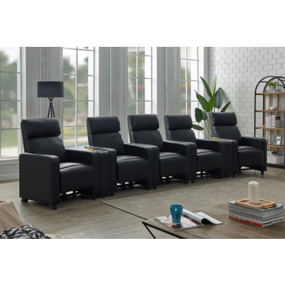 Coaster Toohey Upholstered Tufted Recliner Living Room Set Black Model 600181-S5B