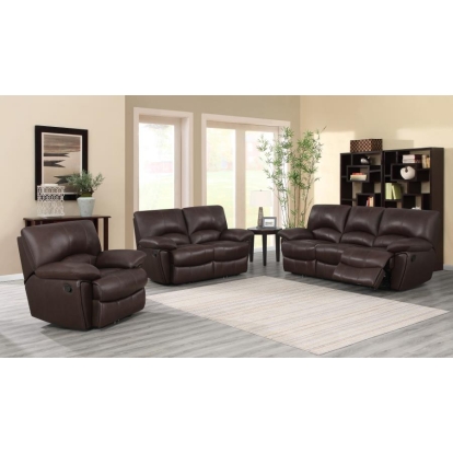 Coaster Clifford Upholstered Pillow Top Arm Living Room Set Chocolate Brown Model 600281-S3