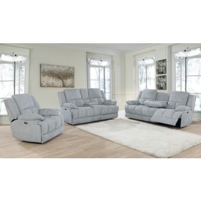 Coaster Waterbury 3-piece Pillow Top Arm Power Living Room Set Grey Model 602561P-S3