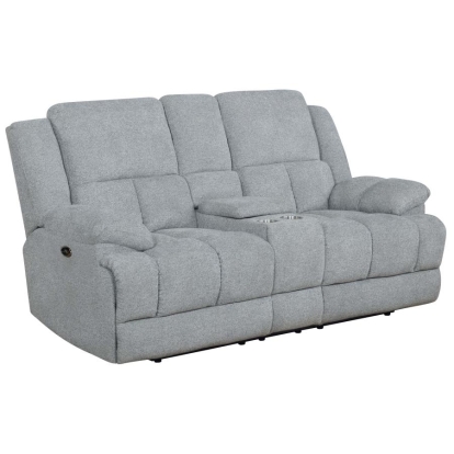 Coaster Waterbury Upholstered Power Loveseat with Console Grey Model 602562P