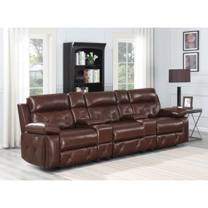 Coaster Chester Upholstered Power Reclining Seat and Power Headrest Home Theater Chocolate Model 603441PPT