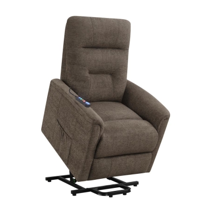 Coaster Henrietta Power Lift Recliner with Storage Pocket Brown Model 609404P