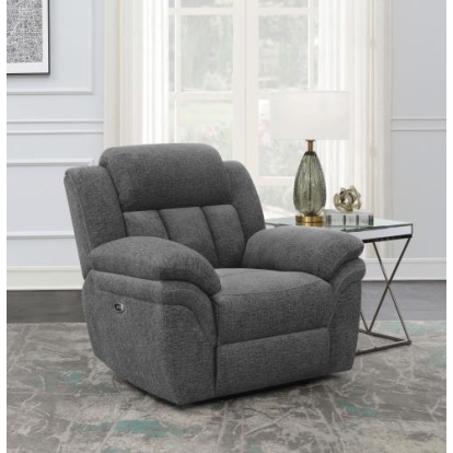 Coaster Bahrain Upholstered Power Glider Recliner Charcoal