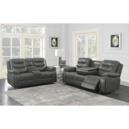 Coaster Flamenco 2-piece Tufted Upholstered Power Living Room Set Charcoal Model 610204P-S2