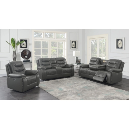Coaster Flamenco 3-piece Tufted Upholstered Power Living Room Set Charcoal Model 610204P-S3