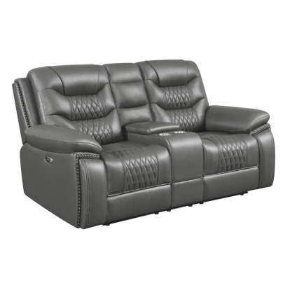 Coaster Flamenco Tufted Upholstered Power Loveseat with Console Charcoal Model 610205P