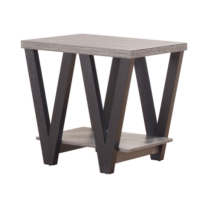 Coaster Stevens V-shaped End Table Black and Antique Grey Model 705397