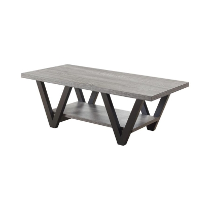 Coaster Stevens V-shaped Coffee Table Black and Antique Grey Model 705398