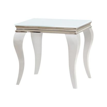 Coaster Luna Square End Table White and Chrome Model 707767