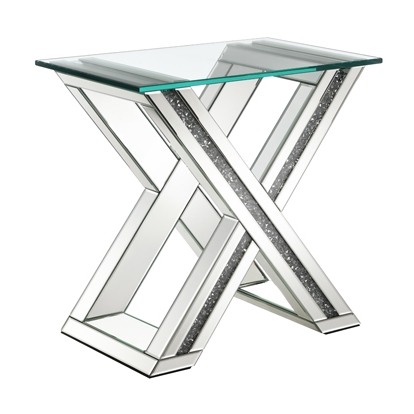 Coaster Bonnie X-base Rectangle Glass Top End Table Mirror