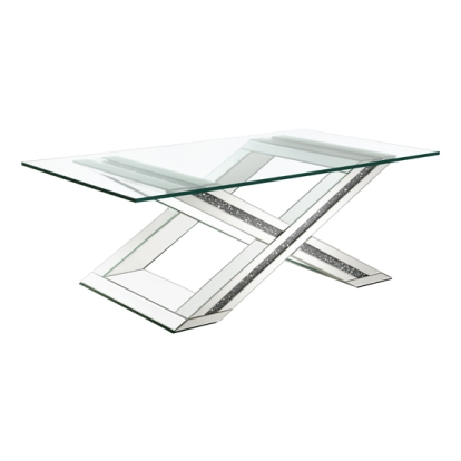 Coaster Bonnie X-base Rectangle Glass Top Coffee Table Mirror