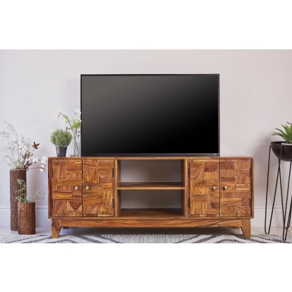Coaster 4-door TV Console Natural Sheesham Model 708382