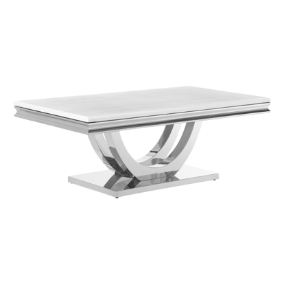Coaster Kerwin U-base Rectangle Coffee Table White and Chrome