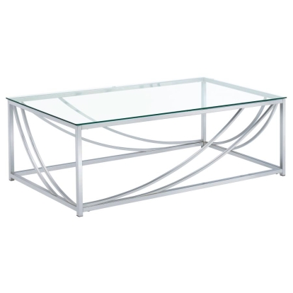 Coaster Lille Glass Top Rectangular Coffee Table Accents Chrome Model 720498