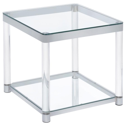 Coaster Anne End Table with Lower Shelf Chrome and Clear Model 720747