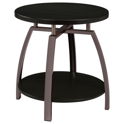Coaster Dacre Round End Table Dark Grey and Black Nickel Model 722207