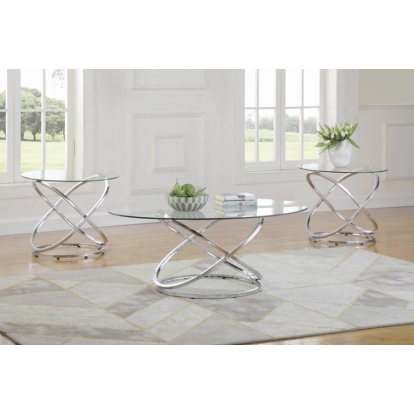 Coaster Warren 3-piece Occasional Set Chrome and Clear Model 722373