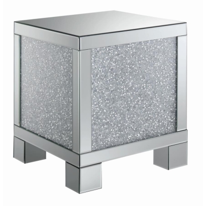 Coaster Gillian Square End Table Silver and Clear Mirror Model 722497