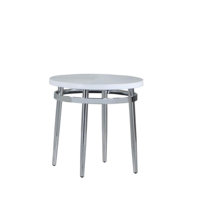 Coaster Avilla Round End Table White and Chrome Model 722967