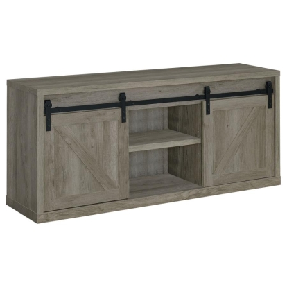 Coaster Brockton 59-inch 3-shelf Sliding Doors TV Console Grey Driftwood Model 723262