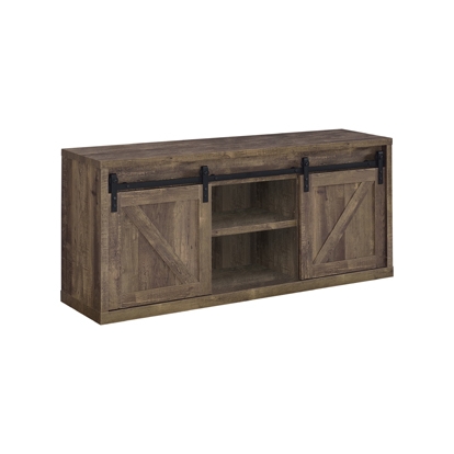 Coaster Brockton 59-inch 3-shelf Sliding Doors TV Console Rustic Oak